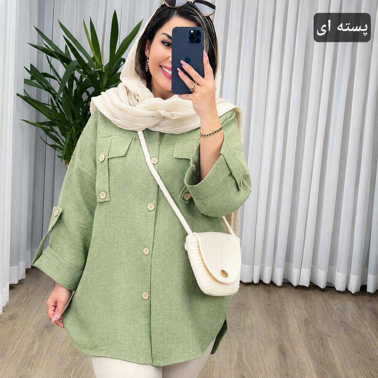 شومیز مانتویی زنانه جیب صلیب هایده