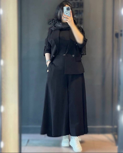 ست کت شلوار زنانه مشکی سوگل لنین نچرال ، ارسال رایگان