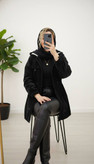 کاپشن زنانه هستی ، مشکی سیلیکونی داخل خز