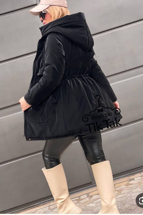 کاپشن زنانه هستی ، مشکی سیلیکونی داخل خز
