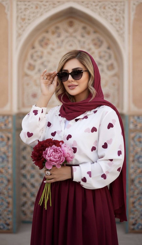 ست سه تیکه شومیز دامن زنانه قلبی فری سایز